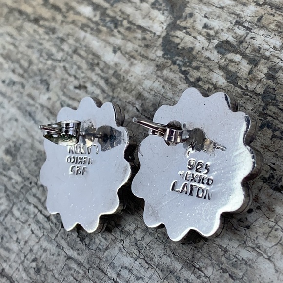 Vintage 1990’s Sterling Silver Sunflower Flower Earrings Handmade Mexico Laton - Picture 6 of 6